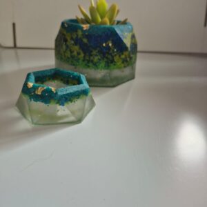 kit macetero y por velas Verde petroleo